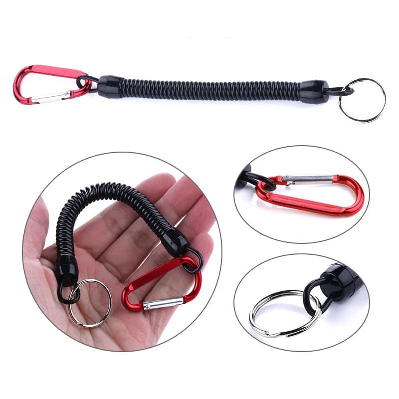 Fishing Lanyards 3pcs 22cm Retractable Coiled Tether with Carabiner TPU Boating