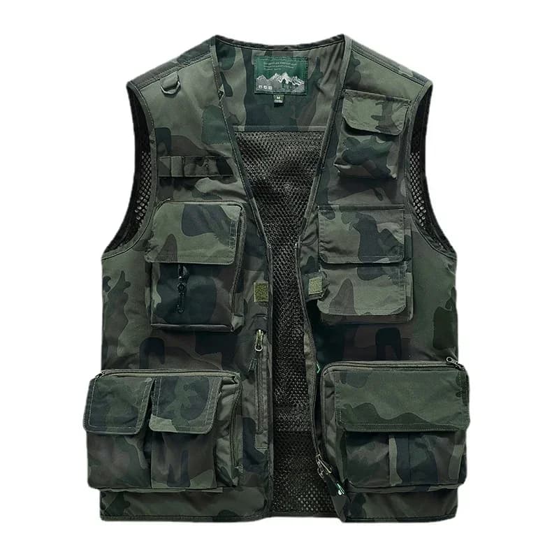 Veste mesh pêche homme 6XL multi-poches - Veste respirante pour photographie et escalade en extérieur