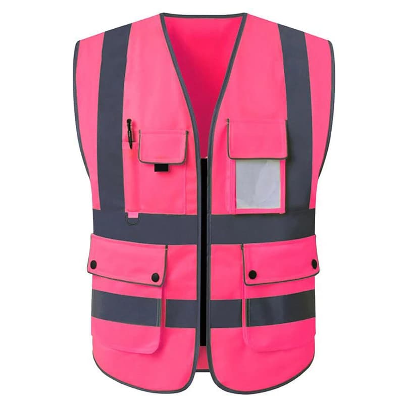 Veste de travail haute visibilité orange 5XL avec multiples poches pour homme chantier