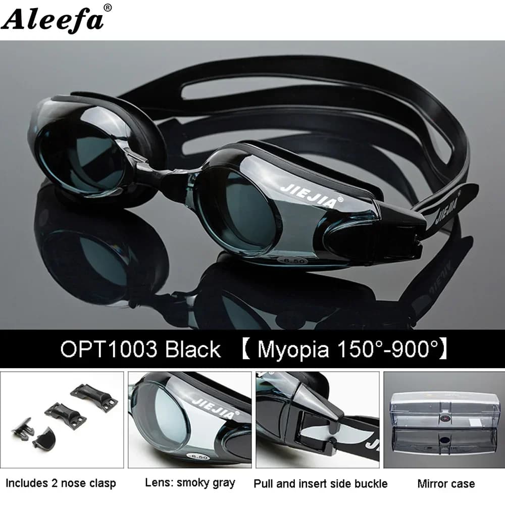 Lunettes de natation correctrices anti-buée réglables pour myopes -1.5 à -9.0