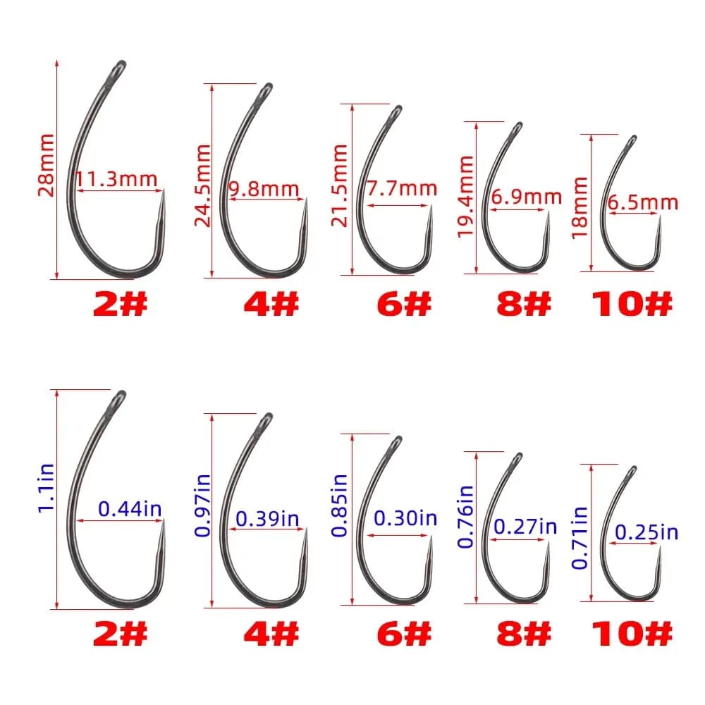 Hameçon de pêche sans ardillon Hirisi X502 en acier inoxydable carbone, 15 pièces avec revêtement PTFE