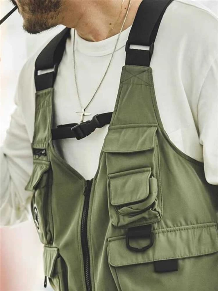 Veste de pêche fonctionnelle avec bretelles et poches, légère et stylée pour hommes été extérieur