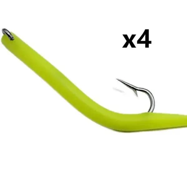Leurres TPE 4 pièces pour pêche au cabillaud et anguille - Jig tube avec plume et hameçon octopus