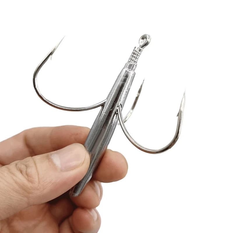 Hameçons triples carbone Hullegi pour gros bars et daurades - 20g à 100g pour pêche en mer