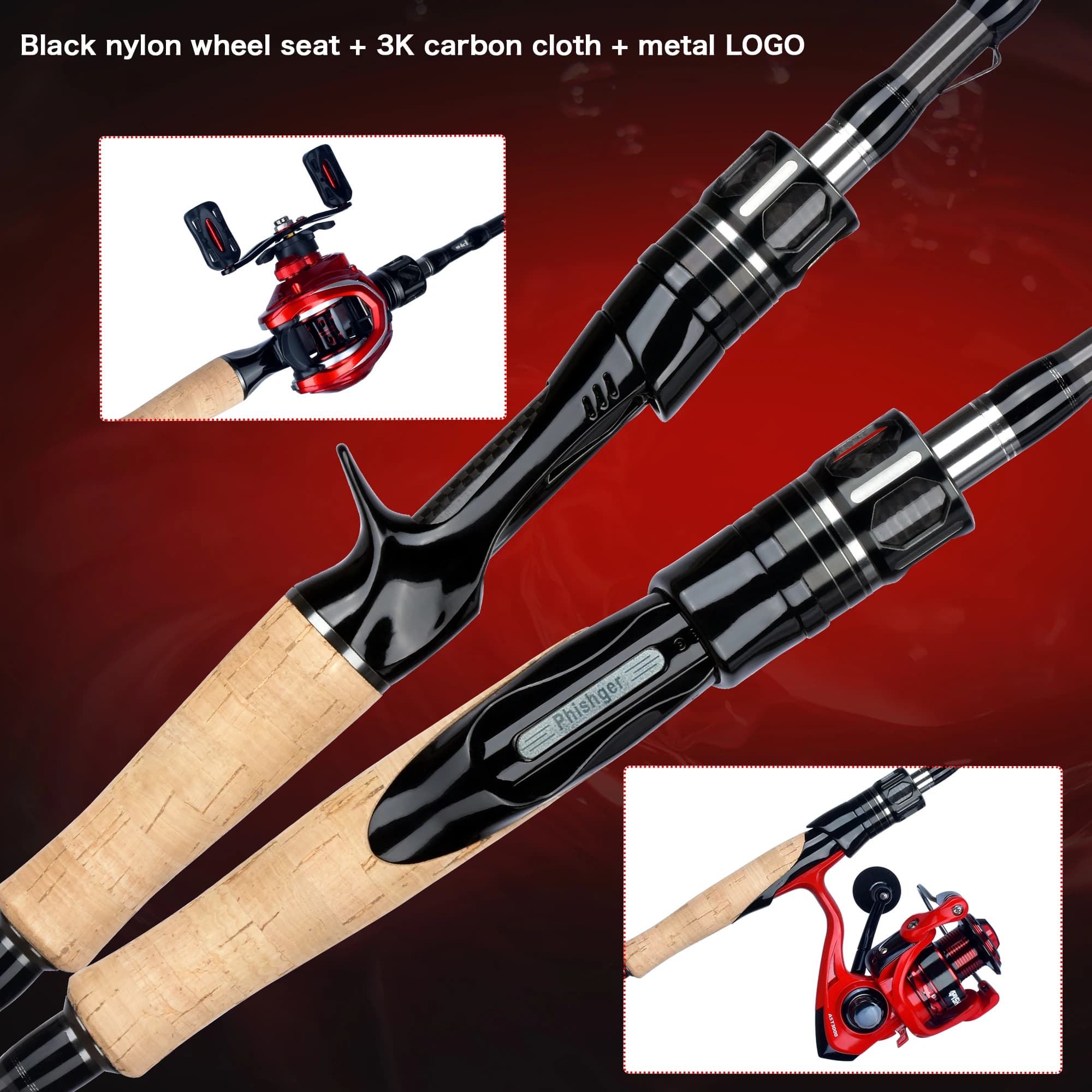 Canne à pêche spinning BIUTIFU T800 Carbon 2 brins ML/M/MH/H 5-80g pour voyage et pêche au leurre