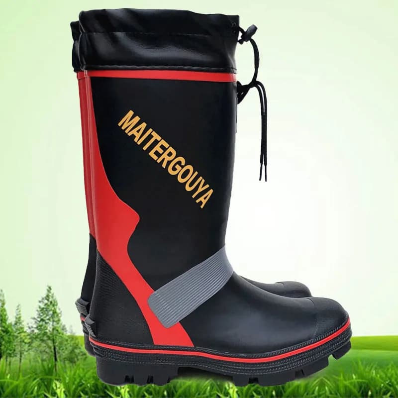 Bottes de pluie pêche chasse étanches hautes semelle caoutchouc crampons acier hommes femmes