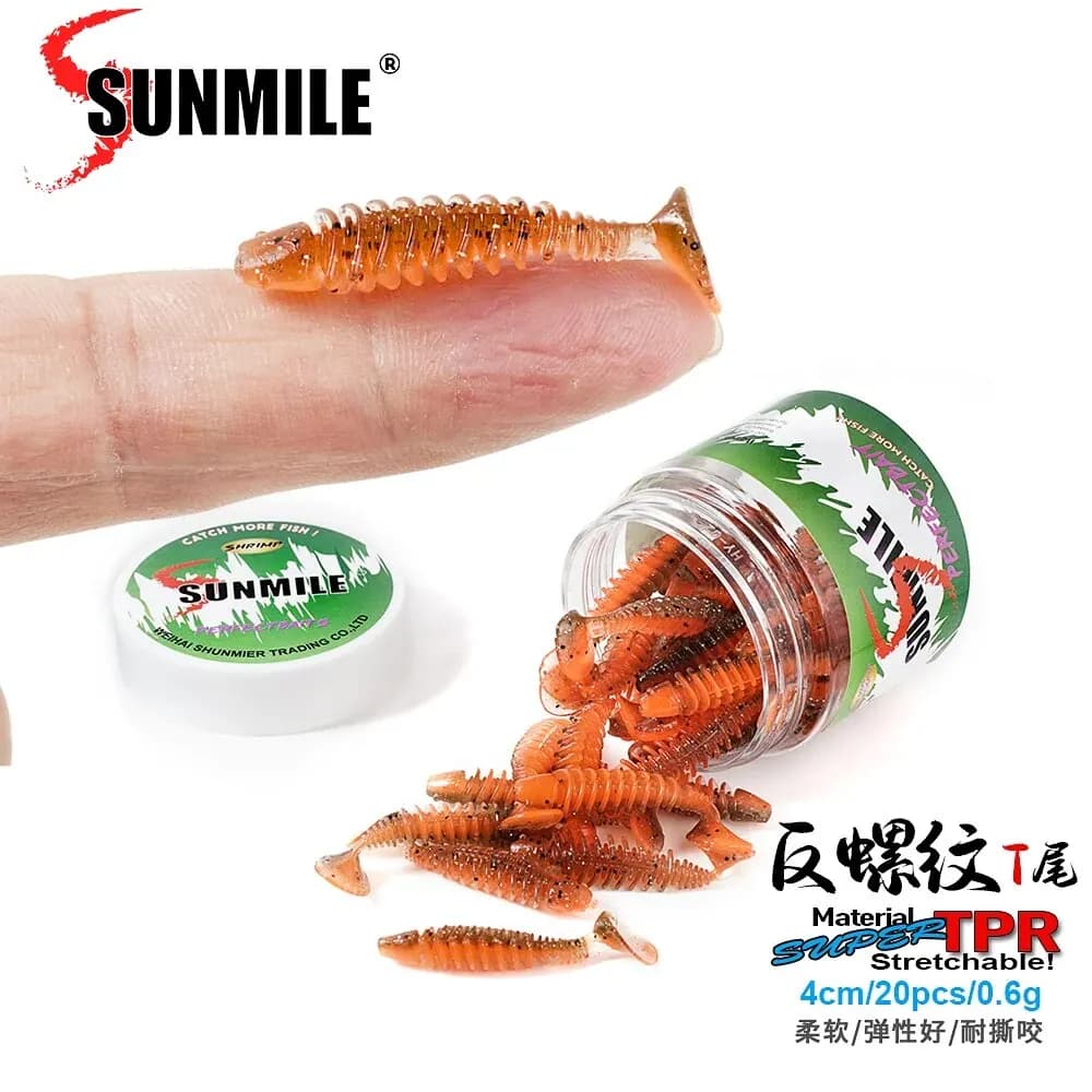 Leurre souple Sunmile 4cm pour perche, truite et bar - 20 leurres artificiels vers appâts souples pêche rocheuse