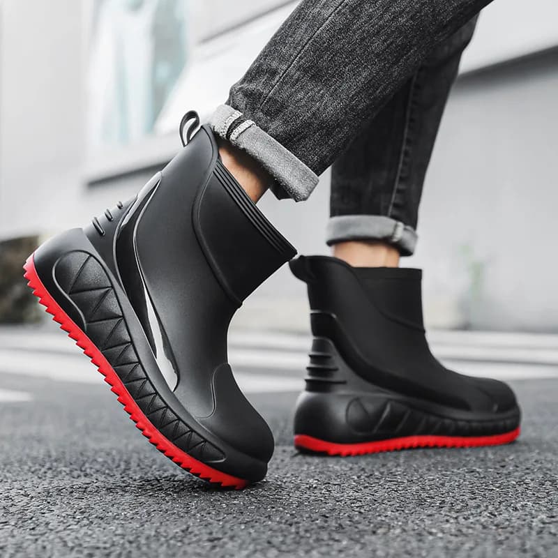Bottes de pluie courtes homme mode pêche anti-dérapantes semelle épaisse résistantes extérieur lavage auto