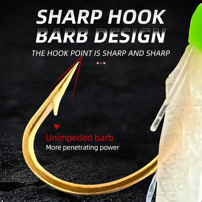 Sabiki Rigs Luminous 6 Hooks - Montages Fluos pour Pêche Appât Vif, Maquereau et Mer