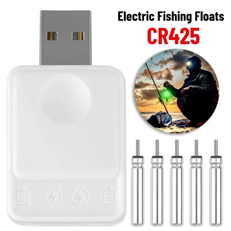 Chargeur USB portable pour flotteurs électriques CR425 batterie non incluse accessoires pêche LED