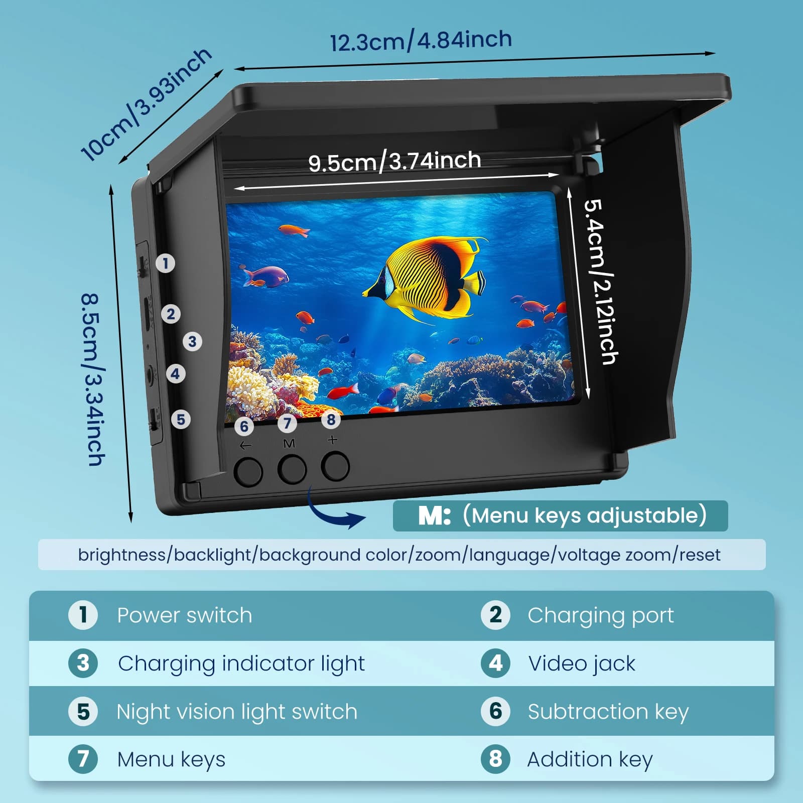 Caméra de pêche sous-marine étanche Fish Finder avec vision nocturne infrarouge et écran IPS 4,3 pouces