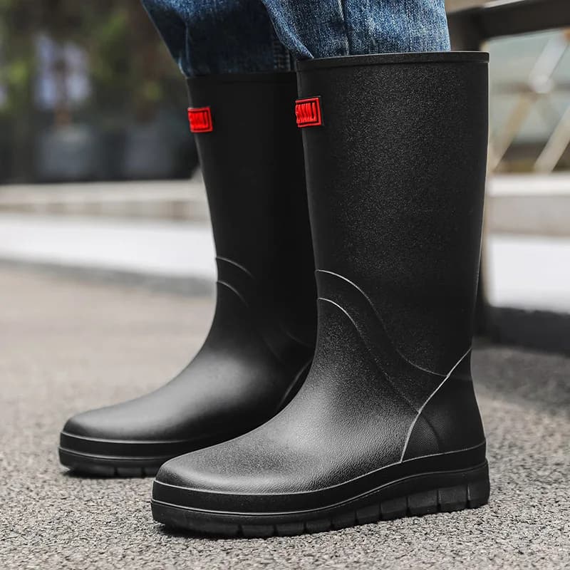 Bottes de pêche homme PVC haute tube anti-dérapantes pour lavage auto et loisirs extérieurs