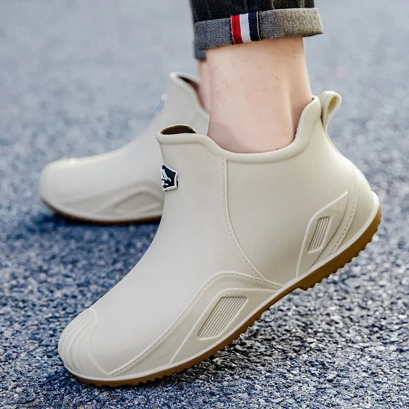 Bottes de pluie courtes homme légères antidérapantes pêche cuisine travail PVC