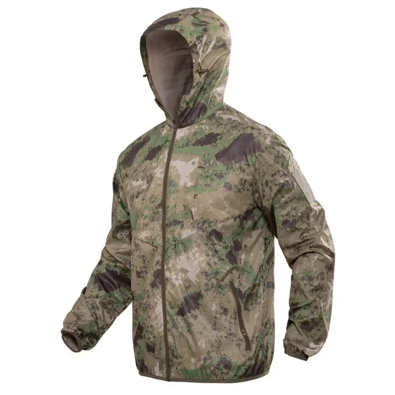 Vente chaude veste tactique été homme outdoor séchage rapide camping pêche militaire camouflage capuche anti-UV