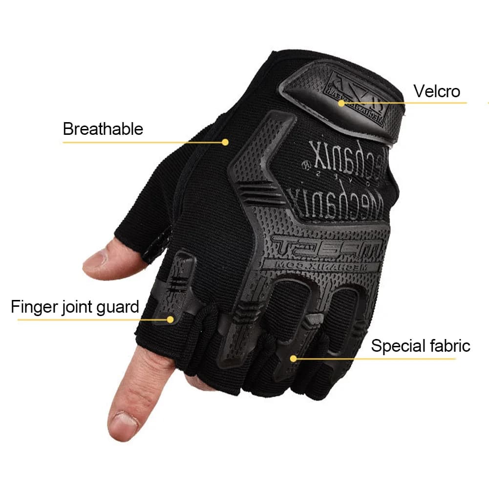 Gants tactiques demi-doigts paintball pêche protection anti-dérapants vélo sports outdoor hommes
