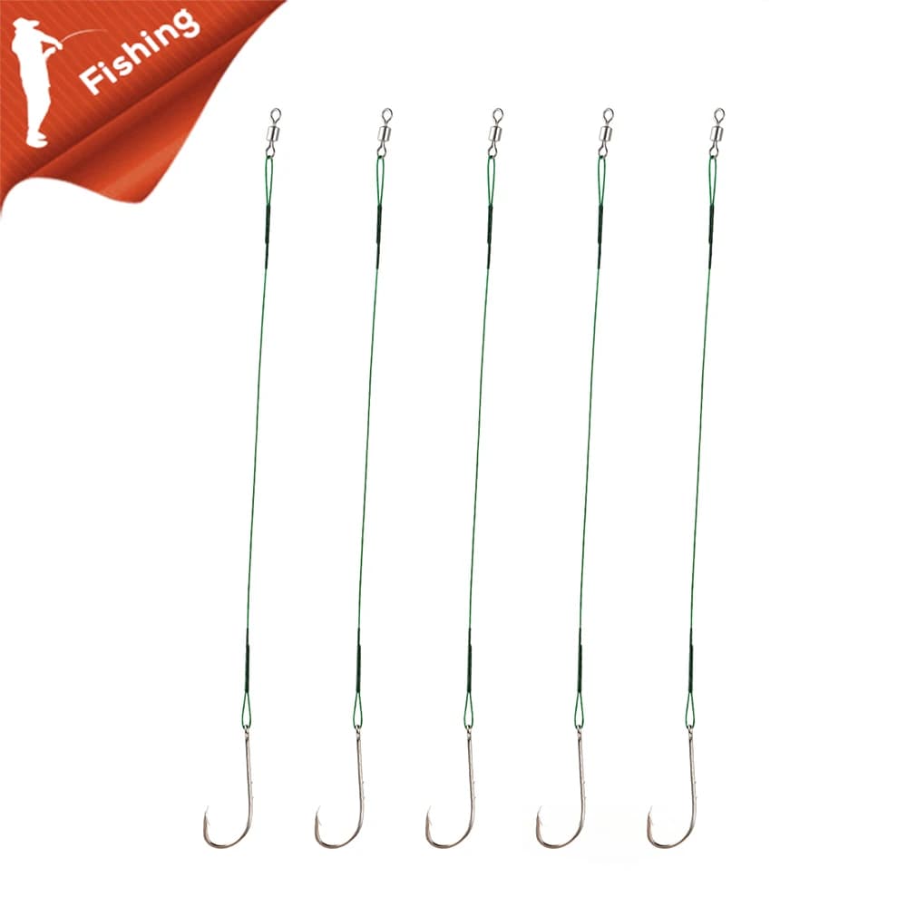 Rig de pêche avec bas de ligne acier inox - 20 pièces avec émerillons pour montages snells