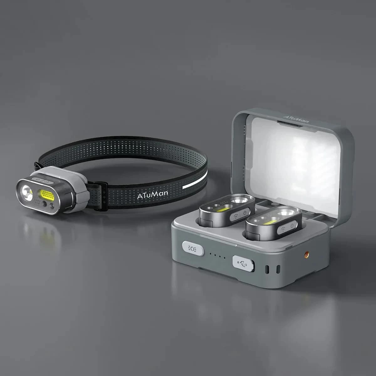 Lampe frontale multifonction ATuMan DUKA MH1 rechargeable USB avec détecteur de mouvement pour pêche