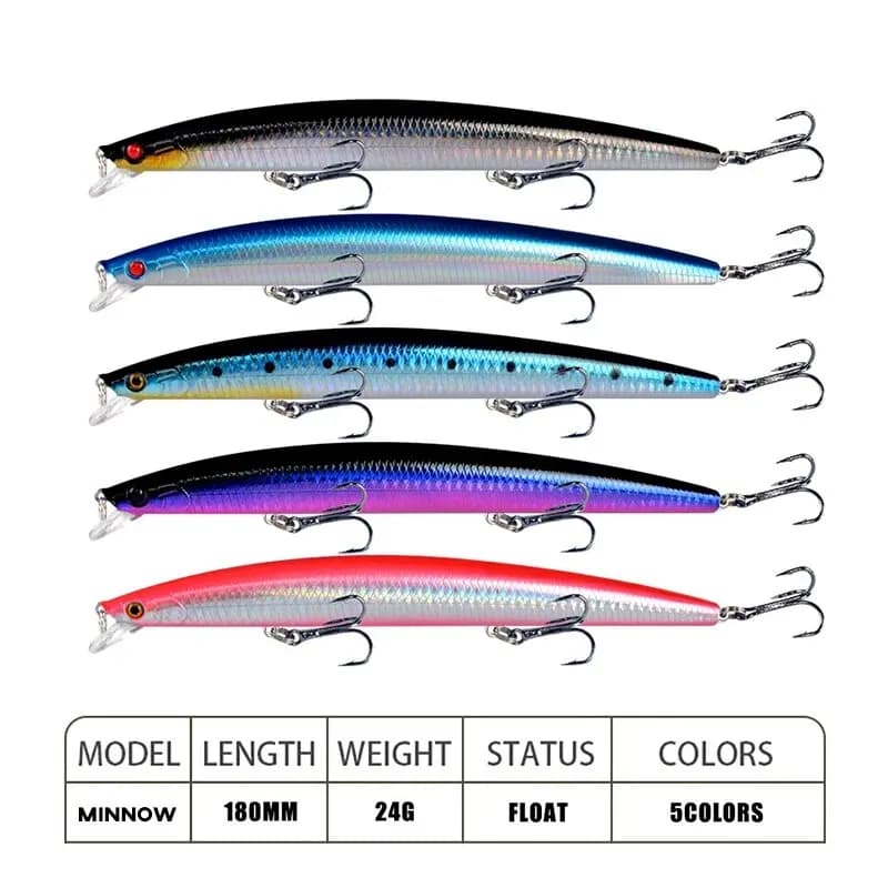 Leurre de pêche Minnow Laser Dur 18cm 24g avec yeux 3D et hameçons affûtés pour la