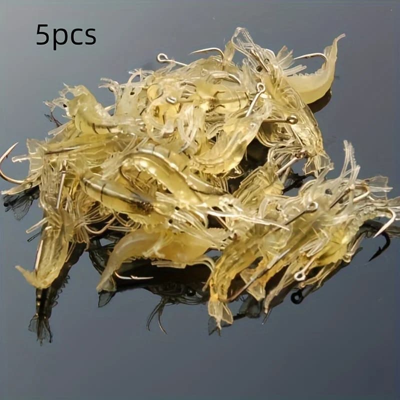 Lot de leurres crevettes luminescents Goture 5-20 pièces pour pêche mer et eau douce - hameçons intégrés