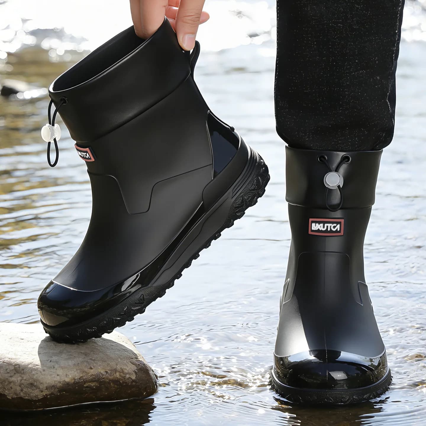 Bottes Chelsea grises pluie PVC imperméables mode printemps automne antidérapantes chaussures extérieur tendance