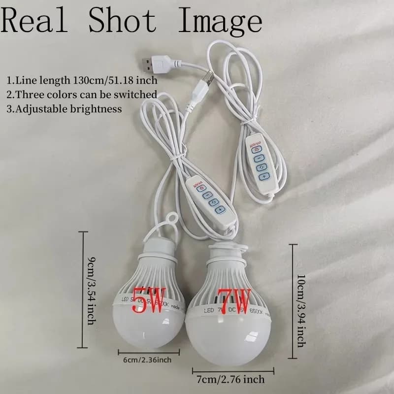 Lampe camping LED DC5V 5W 7W USB 3 couleurs dimmable suspendue tente pêche barbecue équipement extérieur