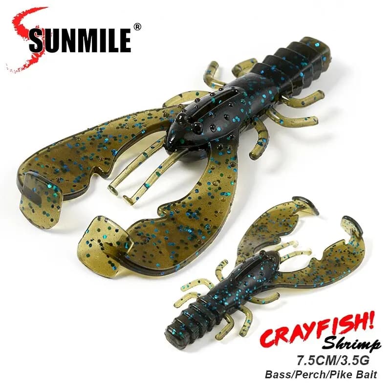 Leurre souple écrevisse 7,5cm SUNMILE - 6 leurres artificiels pour la pêche du sandre, du brochet