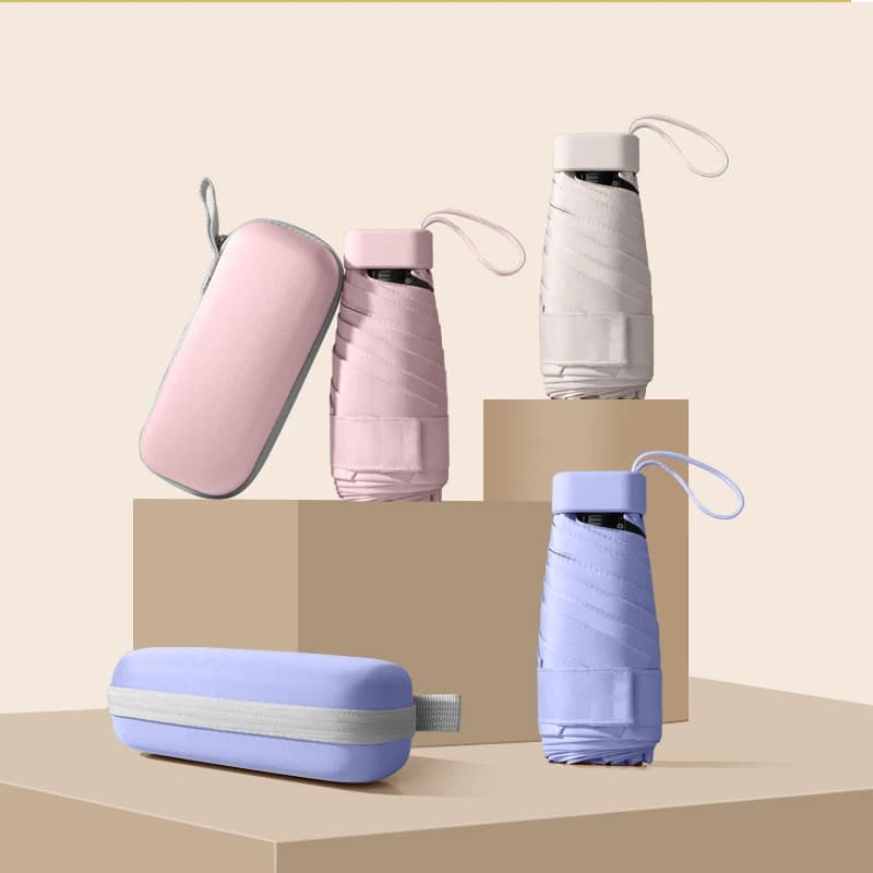Mini parapluie poche femme 6 plis - Protection soleil et pluie compact sac carte léger parapluies