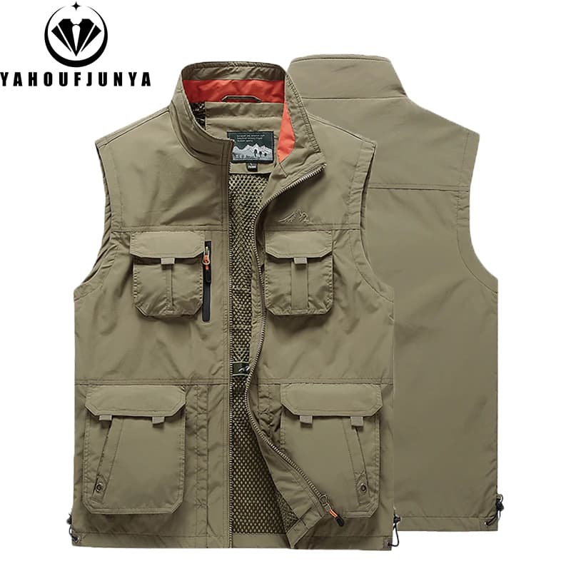 Veste sans manches multi-poches pour pêche printemps été 2024 couleur unie grande taille 6XL
