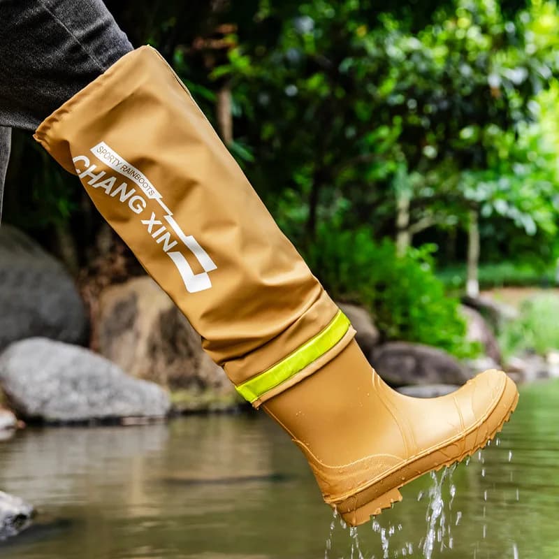 Bottes de pluie homme mode haute-tige long tube imperméable anti-dérapant couple pêche extérieur