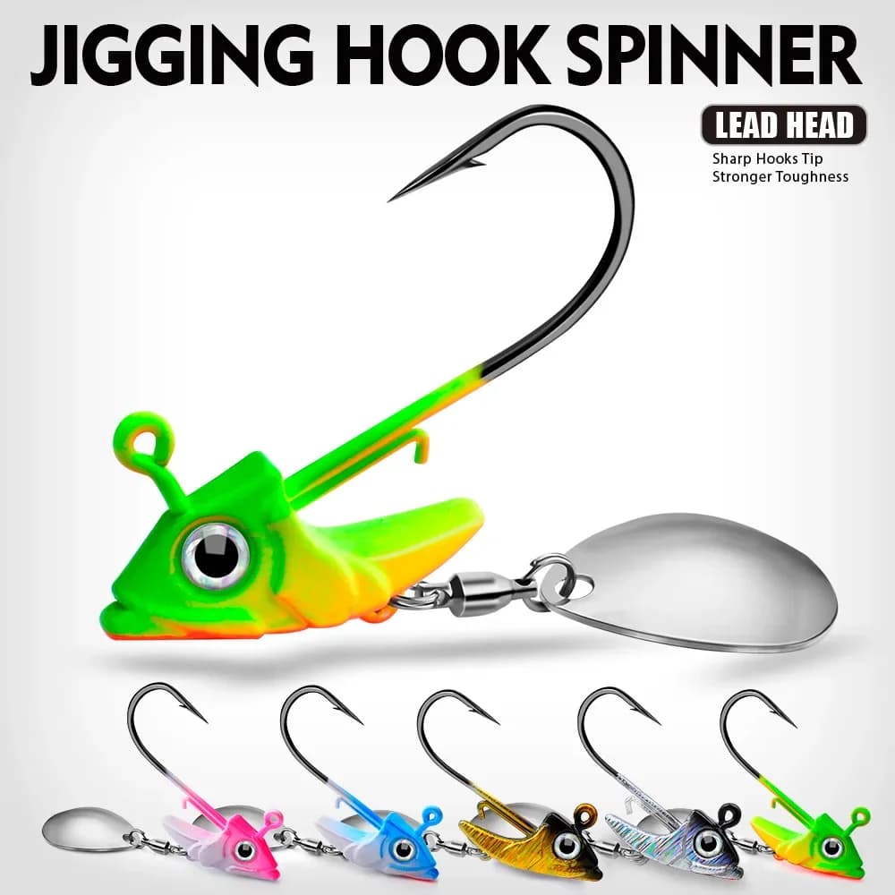 Lot de 5 Hameçons Plombés Crank Performants pour Leurres Souples Worm et Wobbler - 7g à