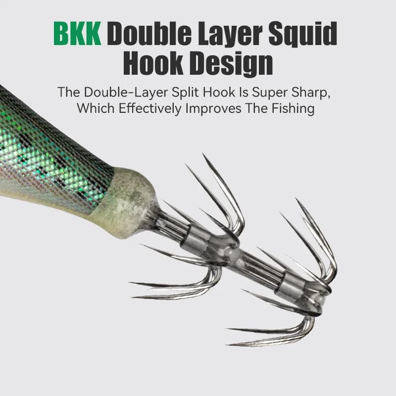 Kit 14 leurres lumineux horizontal squid jig bois crevette avec hameçons BKK pour pêche au calmar