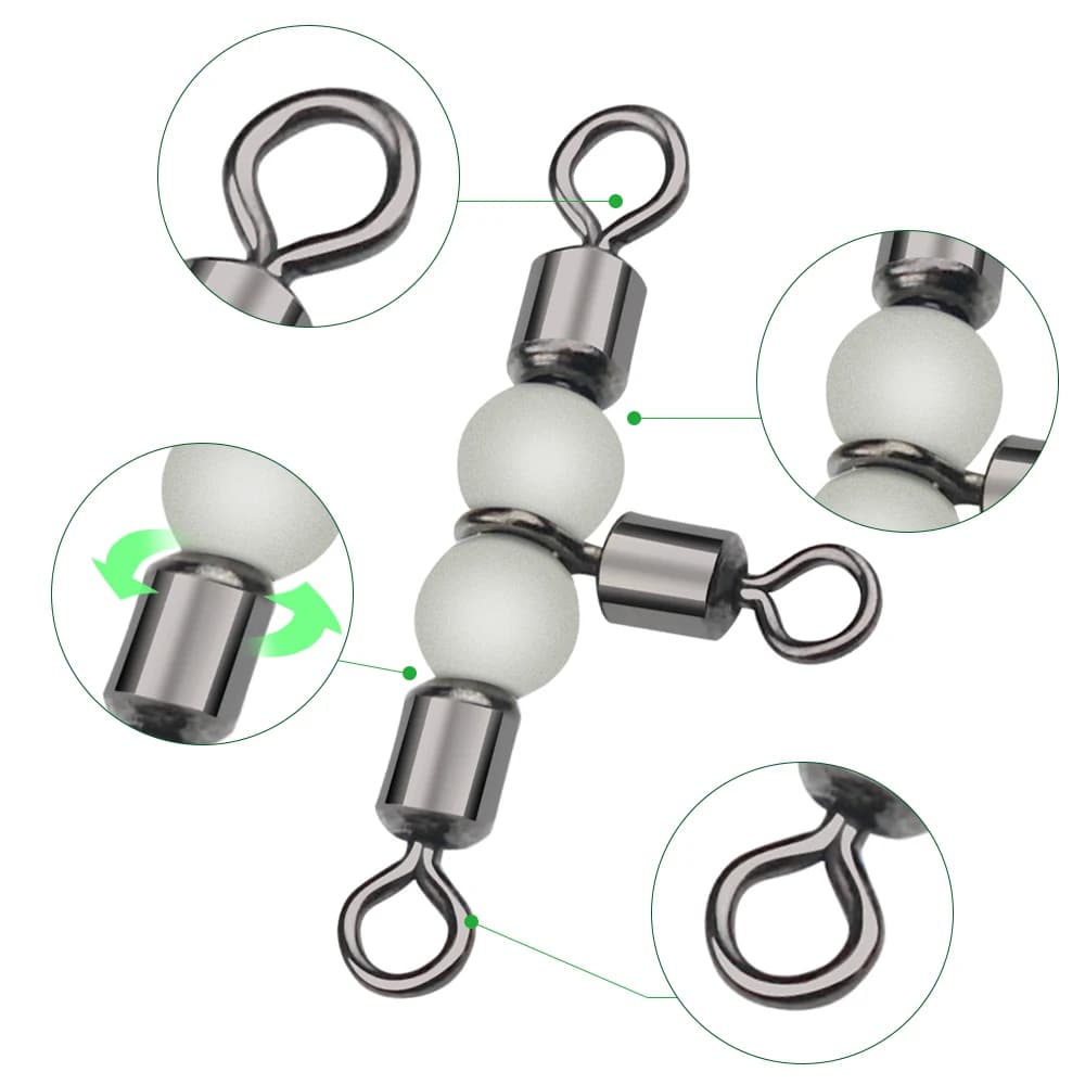 Accessoires pêche 10 pièces émerillons triple roulement à billes DNDYUJU connexion fluide équipement
