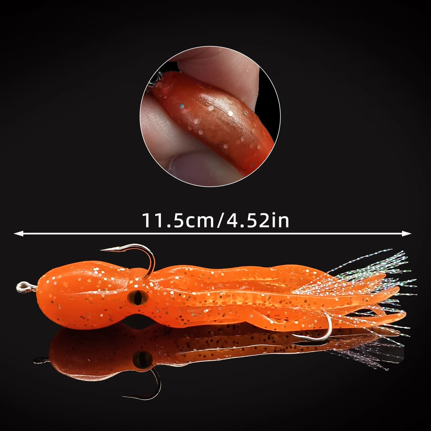 Leurres souples luminescents ANFS pour saumon et truite - appâts artificiels glow squid avec jig plombé