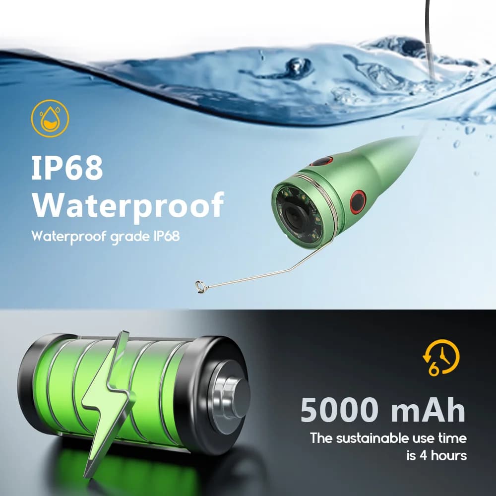 Caméra de pêche sous-marine DVR avec moniteur 4.3" et vision nocturne pour pêche sur glace 15-30m