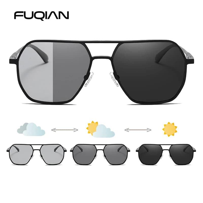 Lunettes photochromiques métal luxe polarisées - Technologie caméléon conduite pêche UV400