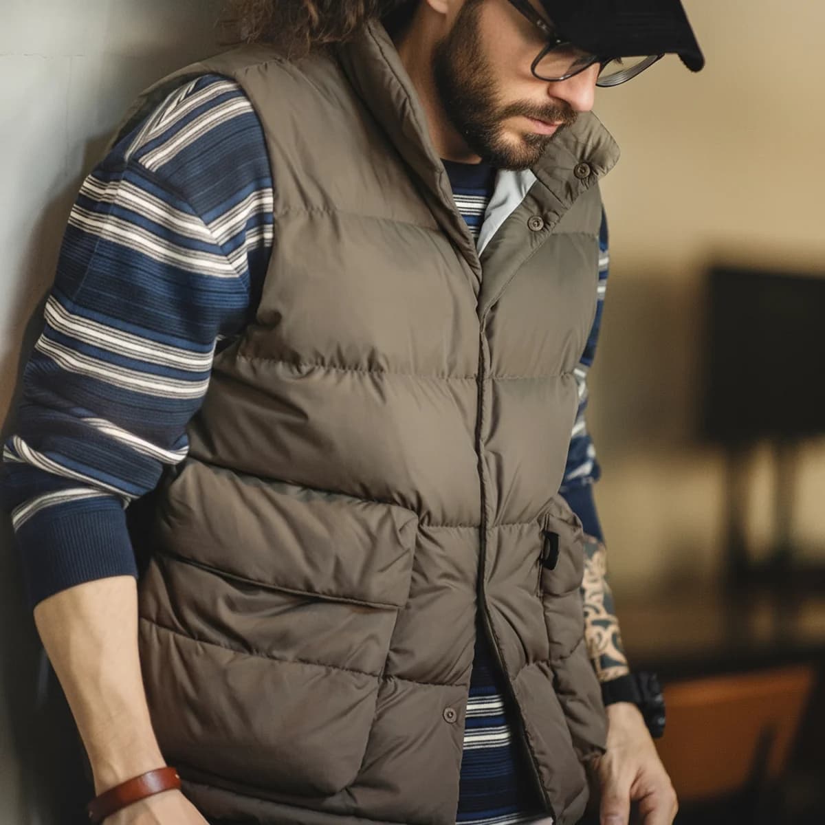 Gilet doudoune homme hiver duvet blanc canard épais chaud poches doubles veste extérieure