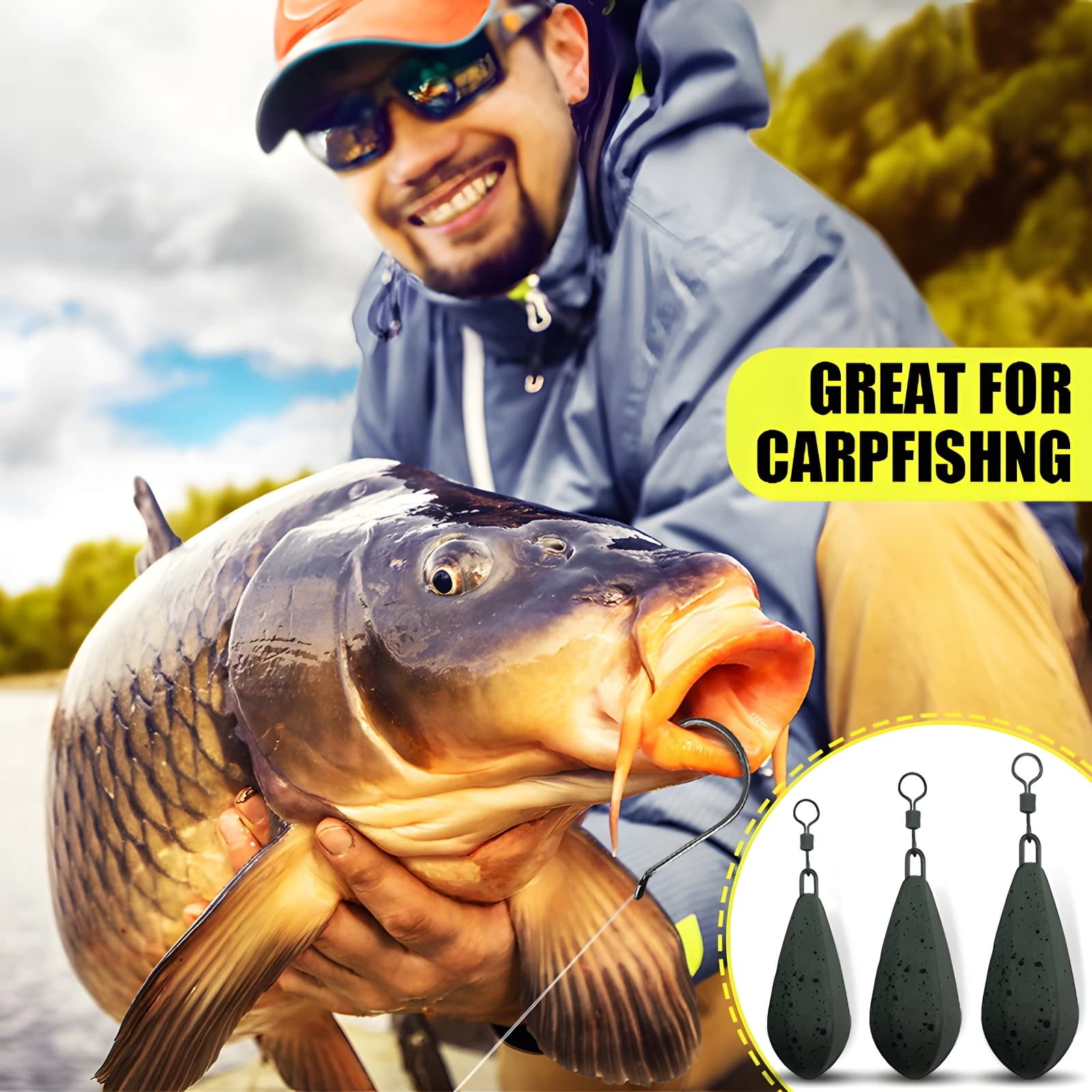 Plombs de carp fishing 56g 71g 85g 99g 113g avec système d'échange rapide pour bas de ligne et montages