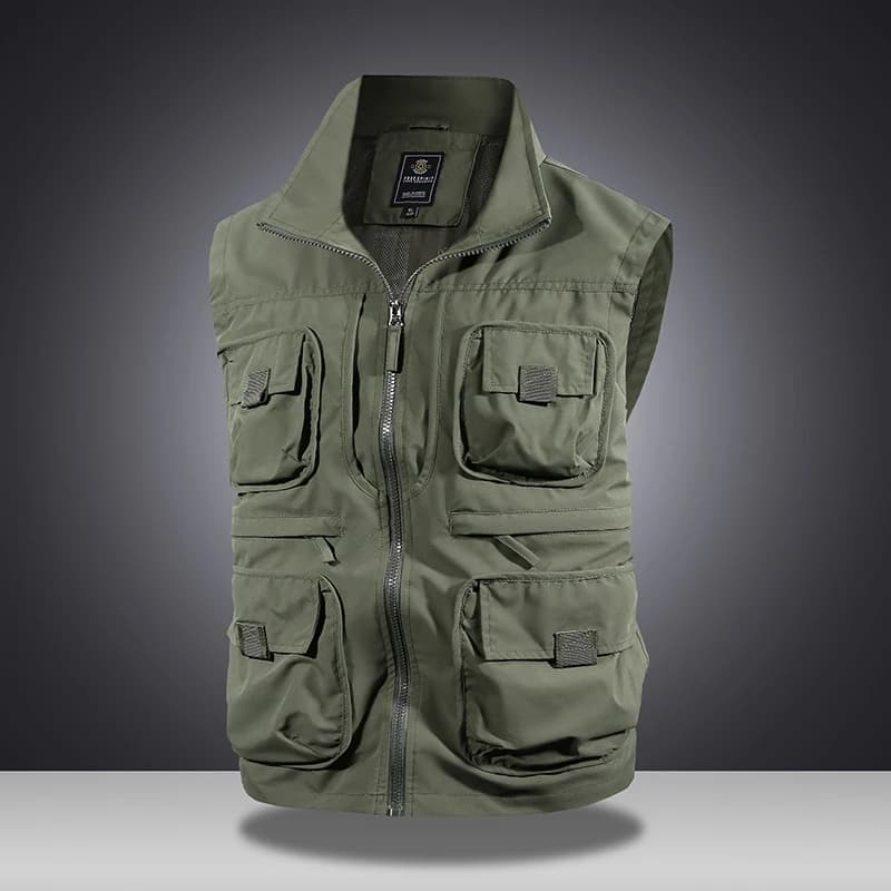 Veste sans manches homme multifonction pêche travail printemps automne respirante à poches multiples