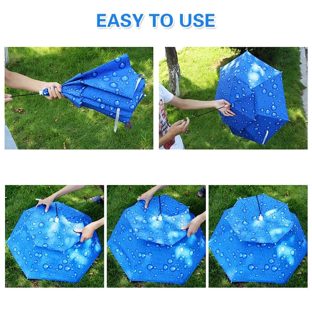 Chapeau parapluie double couche homme femme réglable pêche randonnée camping protection UV