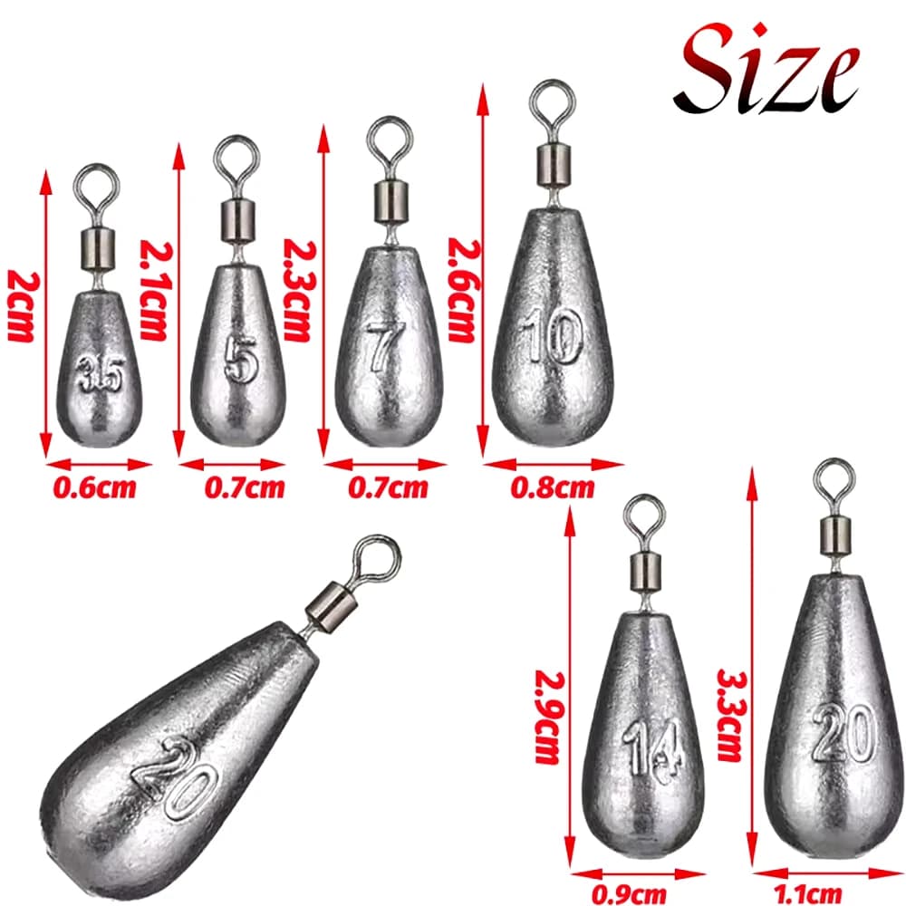 15 plombs goutte d'eau 3.5g à 20g pour pêche verticale et mer kit d'accessoires métalliques de pêche