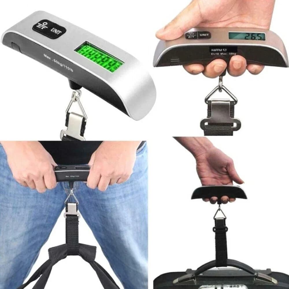 Pèse-bagages digital 110lb 50kg portable - Balance à main pour valises et équipement de pêche voyage