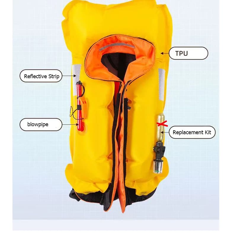 Gilet de sauvetage pêche CE - Gonflage manuel/automatique - Poche pratique - 100N/150N PFD adulte