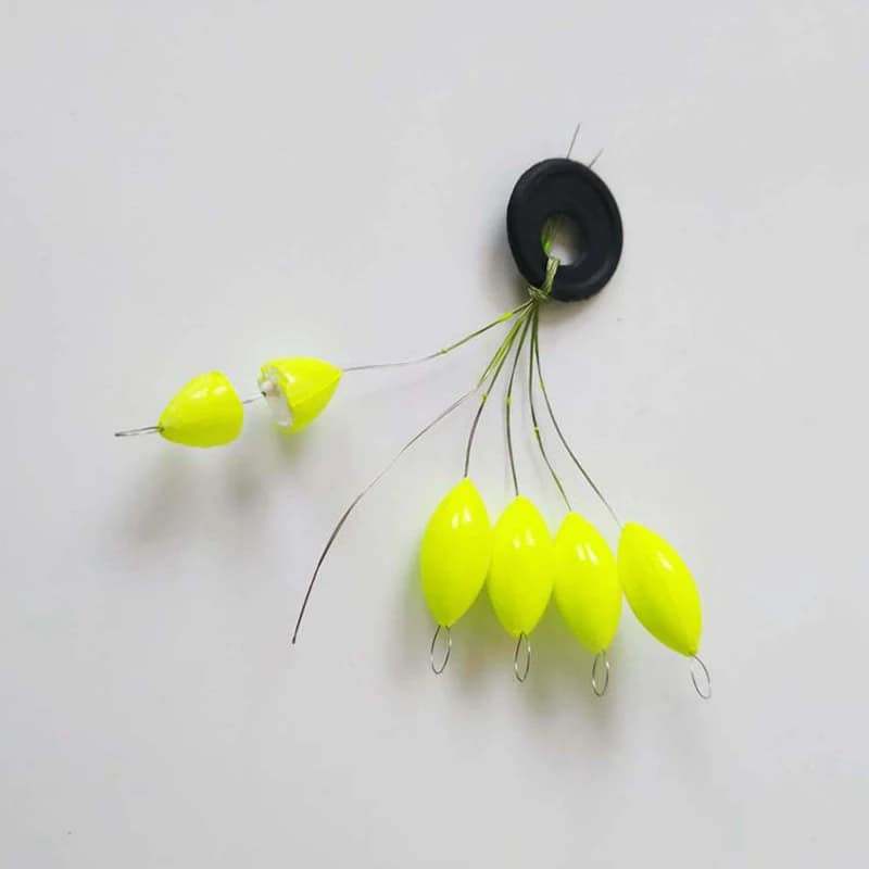 Lot de 480 perles flotteurs ovales miniatures pour pêche, billes de flottaison sept étoiles rouges jaunes