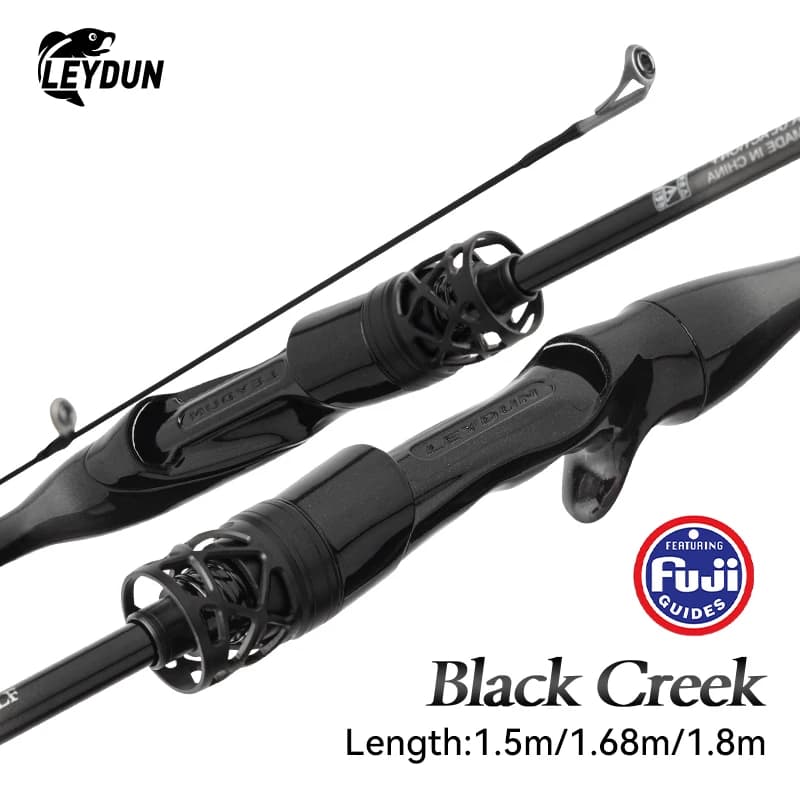 Canne spinning ultralight carbone LEYDUN Black Creek 2 sections 1.5-1.8m travel rod baitcasting