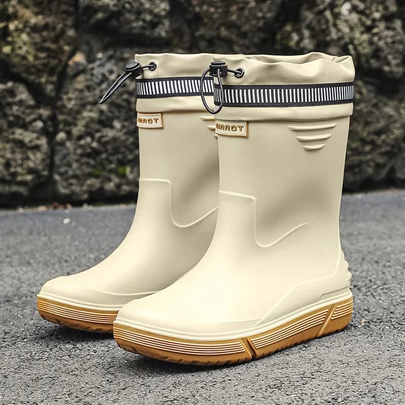 Bottes de pluie homme BIRROT mi-mollet élastiques anti-dérapantes PVC chaussures aquatiques taille 45