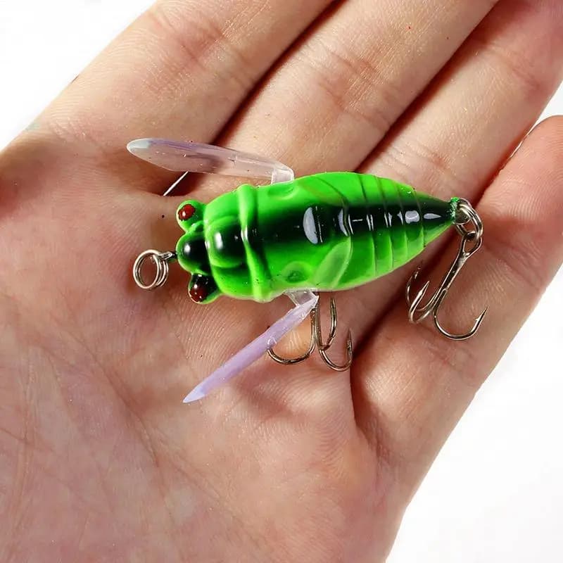 Leurre cigale 4cm/5.5g avec yeux 3D holographiques - Appât dur pour pêche au bar et carnassiers en eau douce