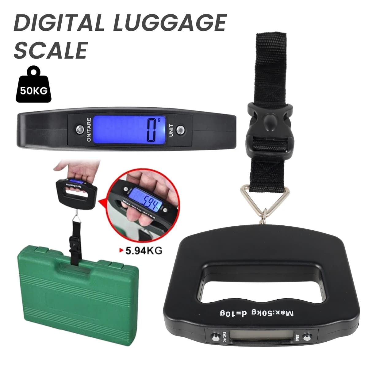 Pèse-bagages digital électronique portable avec rétroéclairage pour valise voyage pêche et balance suspendue