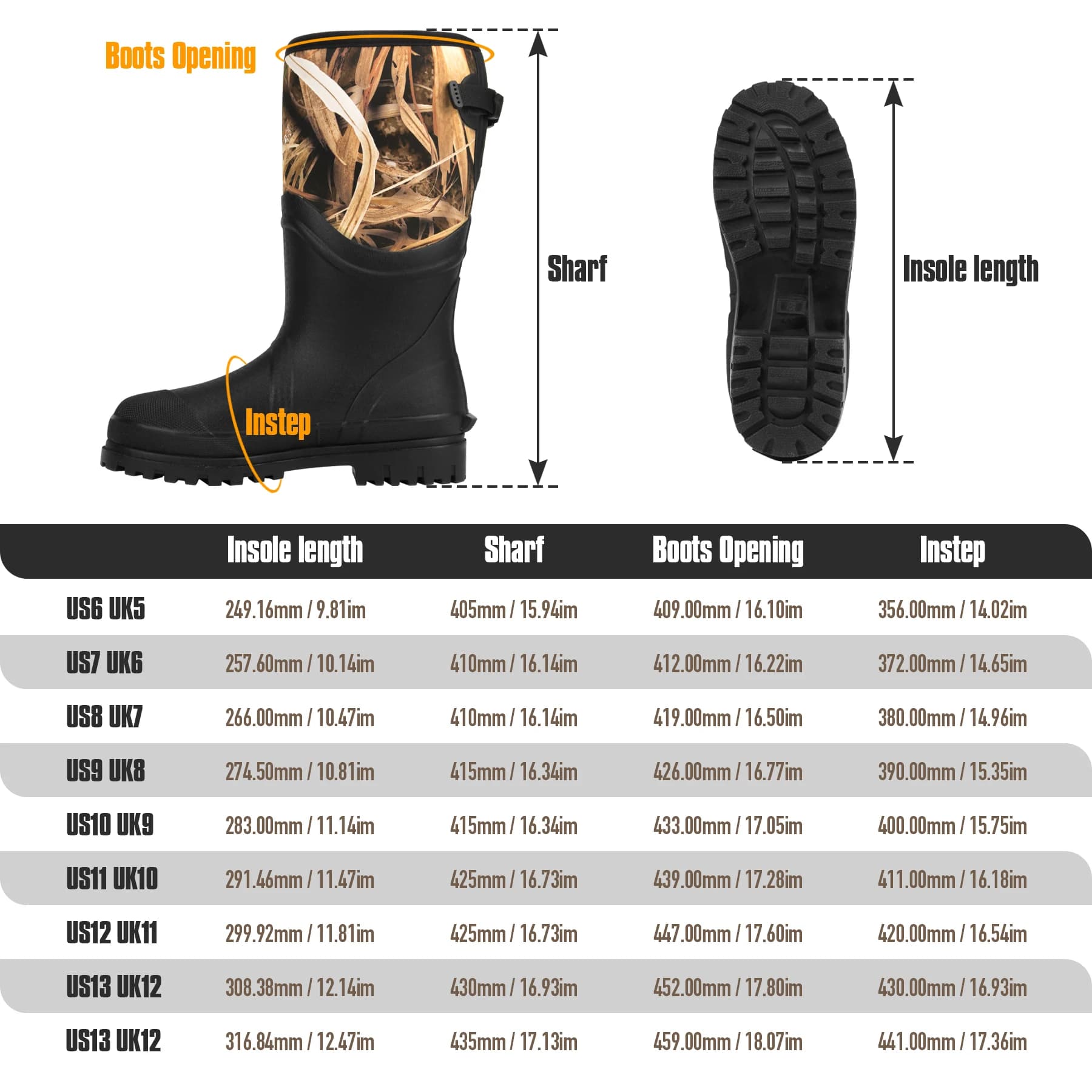 Bottes de pluie camouflage GUGULUZA hautes waterproof - Chaussures de pêche et chasse antidérapantes en néoprène
