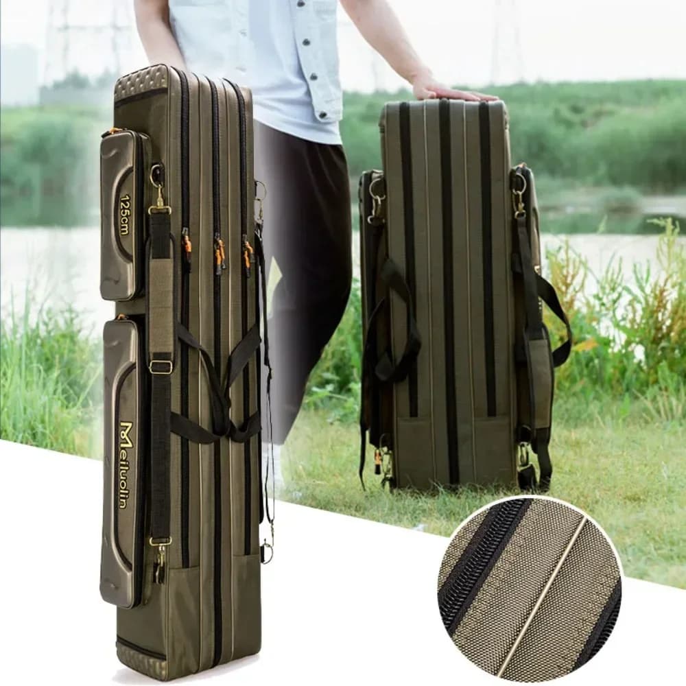 Sac de transport cannes pêche Oxford multifonction 1/2/3 couches - Porte-cannes grande capacité 80 à 125cm pêche