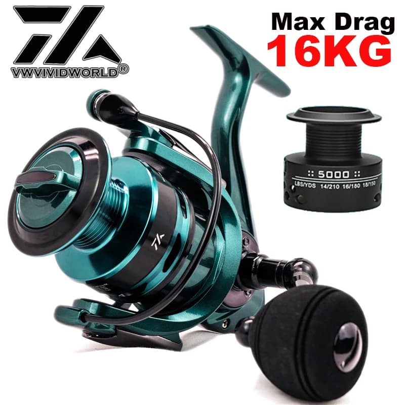 Moulinet de pêche mer VWVIVIDWORLD double spool haute vitesse - corps et mécanisme en alliage robuste